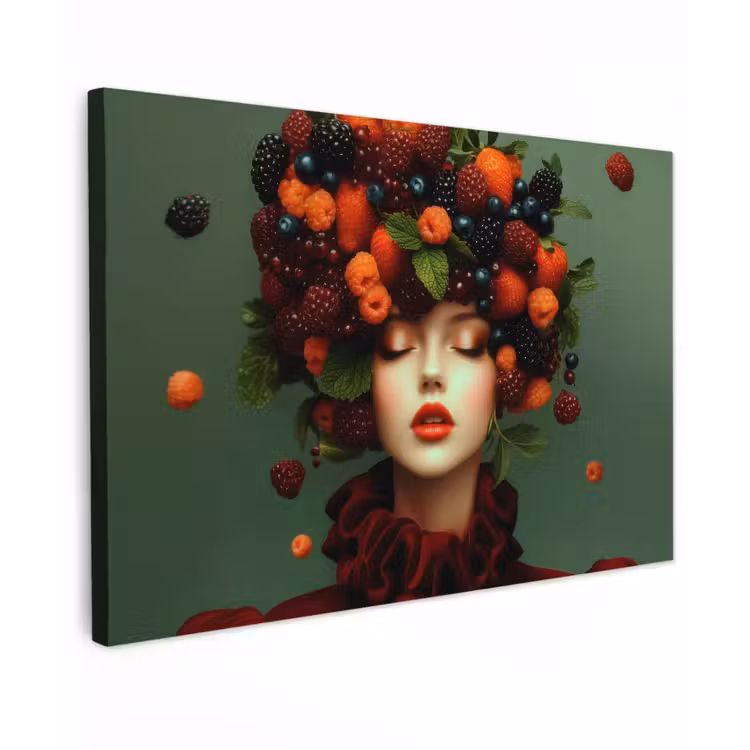 Vrouw - Aardbeien - Frambozen - Bramen - Bessen canvas 2cm klein -z3d