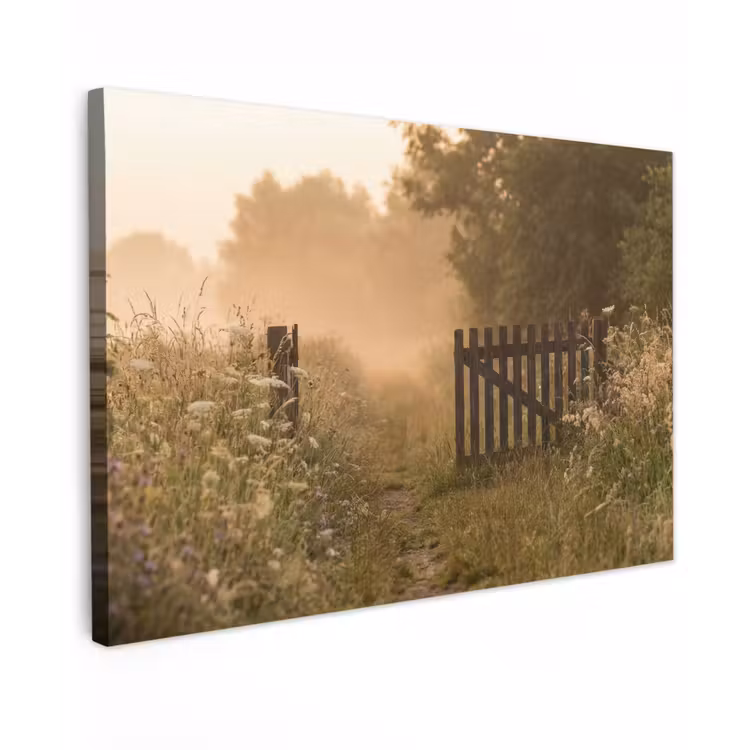 Hek - Natuur - Mist - Veld canvas 2cm klein -z3d