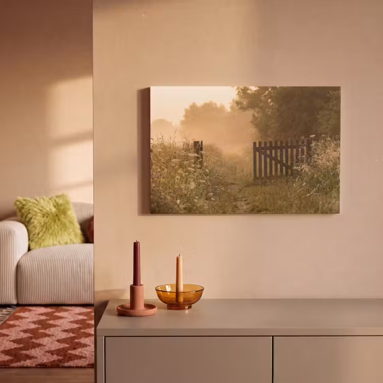 Hek - Natuur - Mist - Veld canvas 2cm klein -sfeer1