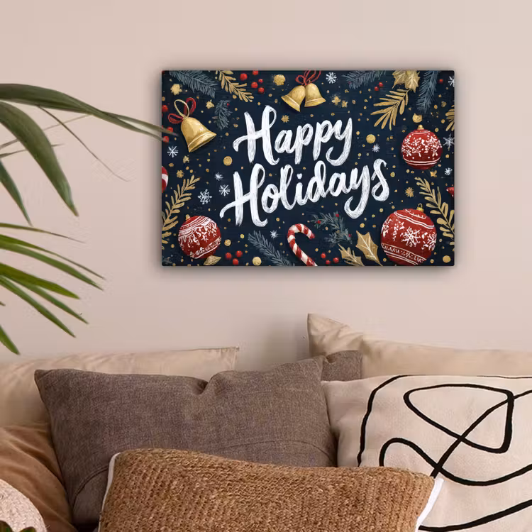 Feestelijk - Kerstgroet - Kleurrijk canvas 2cm klein -sfeer1