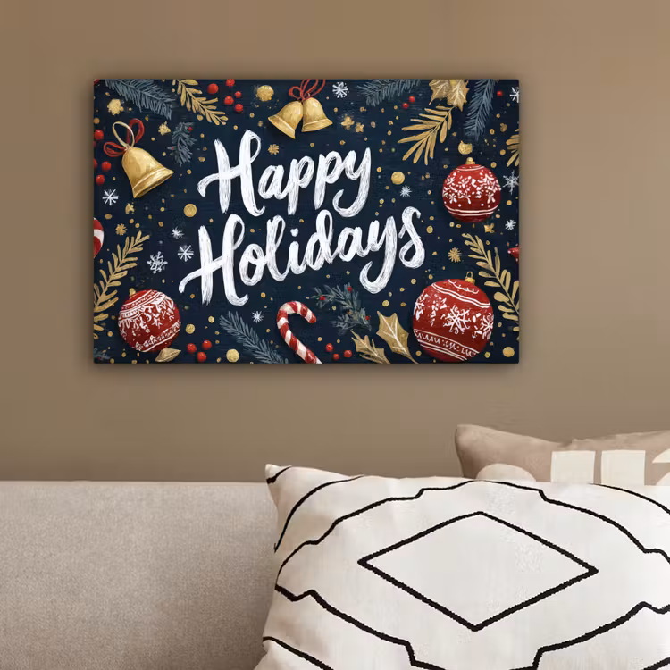 Feestelijk - Kerstgroet - Kleurrijk canvas 2cm klein -sfeer3