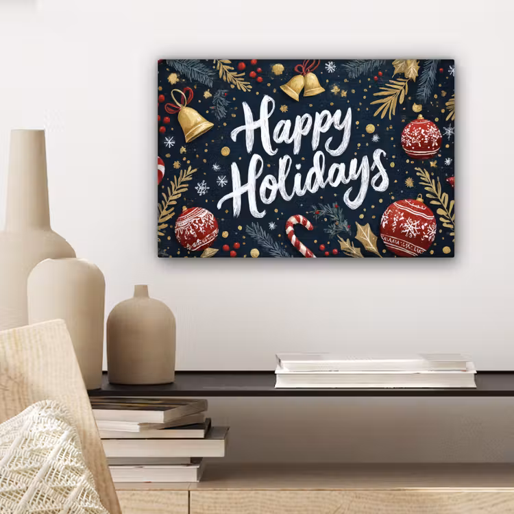 Feestelijk - Kerstgroet - Kleurrijk canvas 2cm klein -sfeer6