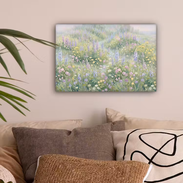 Bloemenveld - Heuvels - Kleurrijk canvas 2cm klein -sfeer1