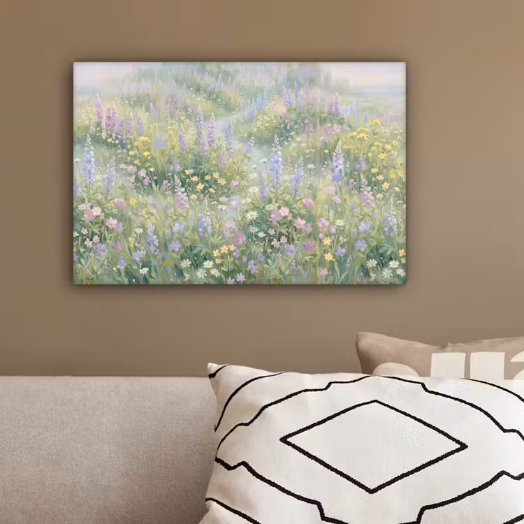 Bloemenveld - Heuvels - Kleurrijk canvas 2cm klein -sfeer3