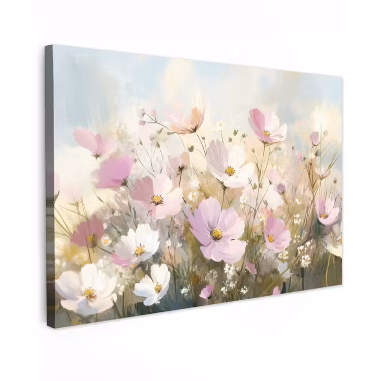 Bloemenveld - Lichte tinten - Geschilderd canvas 2cm klein -z3d