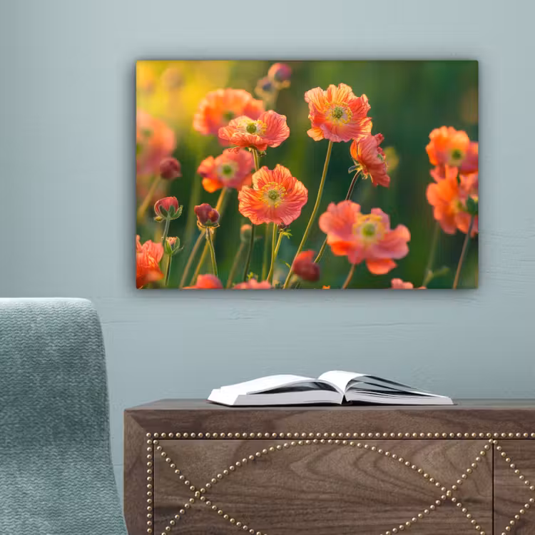 Bloemenveld - Zonnestralen - Oranje canvas 2cm klein -sfeer4