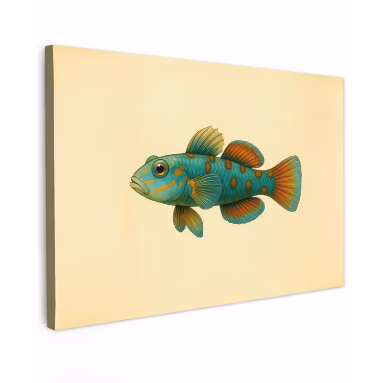 Vis - Blauw - Stippen - Schubben canvas 2cm klein -z3d