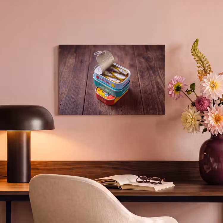 Canvas Print - Fish - Cans - Kitchen - Vis - Blikjes - Keuken canvas 2cm klein