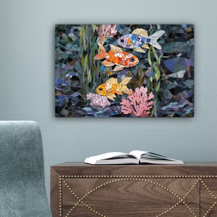 Vissen - Koraal - Zee - Mozaïek canvas 2cm klein -sfeer4