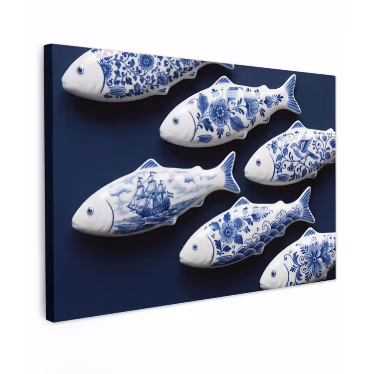Vissen - Delfts - Blauw - Keramiek canvas 2cm klein -z3d