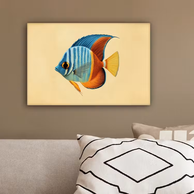 Vis - Vinnen - Blauw - Ogen canvas 2cm klein -sfeer3