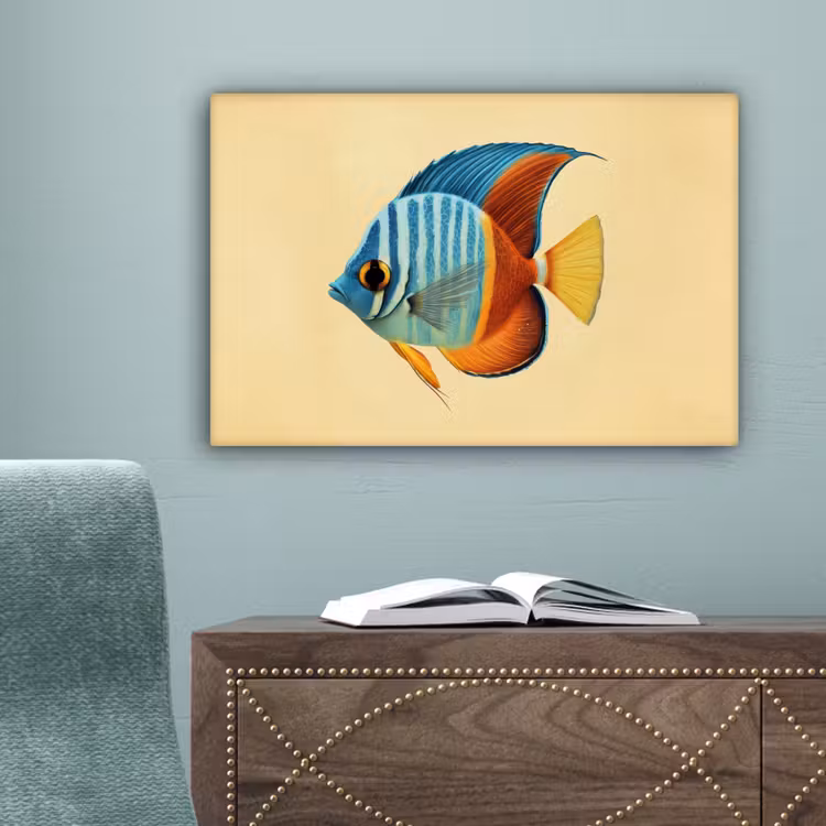Vis - Vinnen - Blauw - Ogen canvas 2cm klein -sfeer4