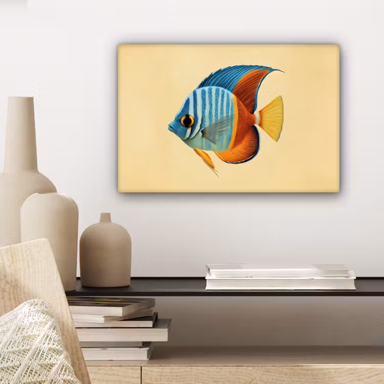 Vis - Vinnen - Blauw - Ogen canvas 2cm klein -sfeer6