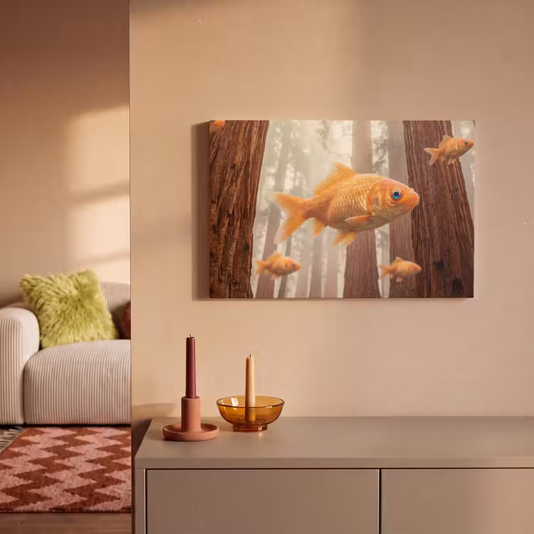 Canvas Print - Fish - Forest - Fantasy - Vis - Bos - Fantasie canvas 2cm klein