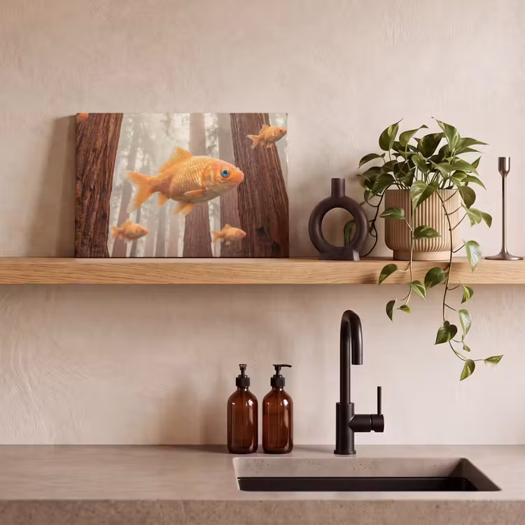 Canvas Print - Fish - Forest - Fantasy - Vis - Bos - Fantasie canvas 2cm klein