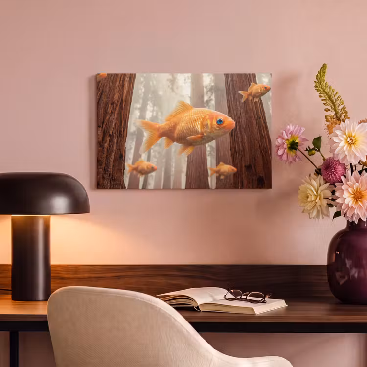 Canvas Print - Fish - Forest - Fantasy - Vis - Bos - Fantasie canvas 2cm klein