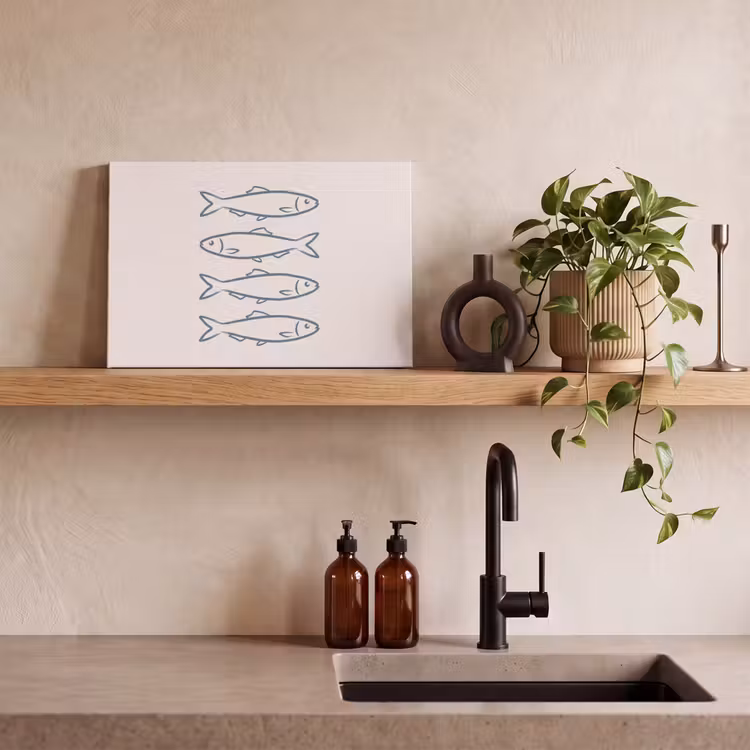 Vis - Vier - Dieren - Abstract - Blauw canvas 2cm klein -sfeer3