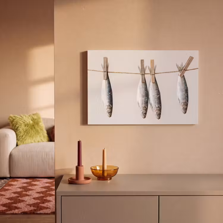 Canvas Print - Fish - Hanging - Food - Vis - Hangend - Eten canvas 2cm klein