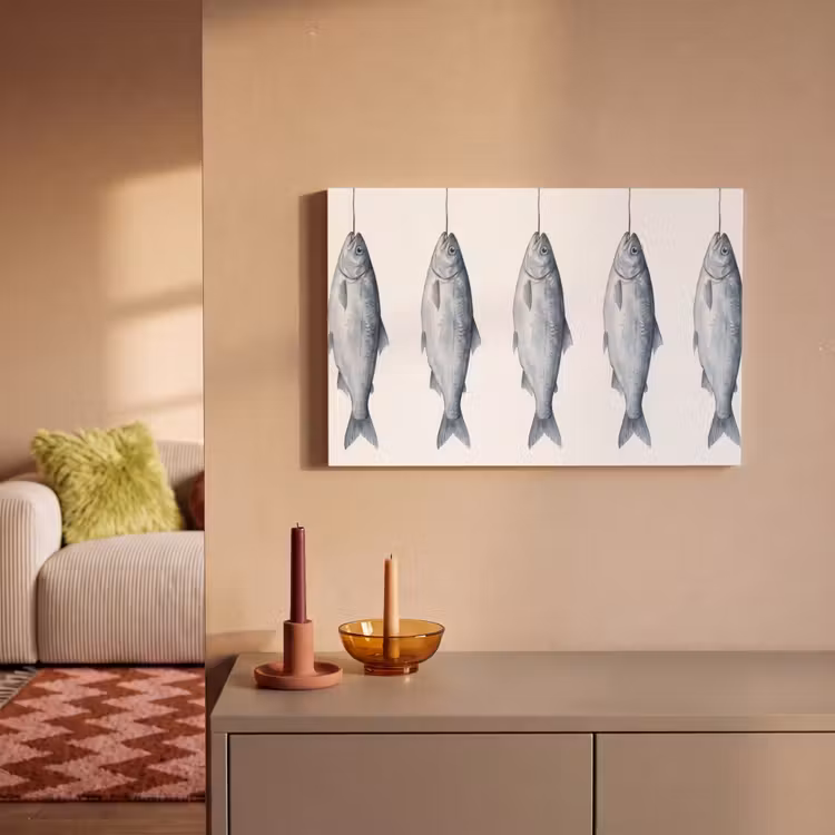 Vissen - Illustratie - Delfts - Blauw canvas 2cm klein -sfeer1