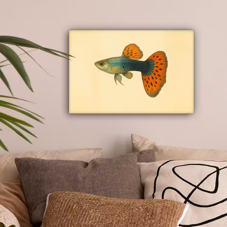 Vis - illustratie - Stippen - Oranje canvas 2cm klein -sfeer1