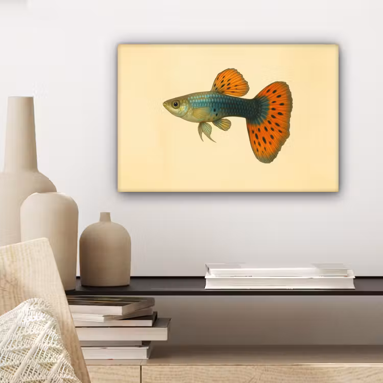 Vis - illustratie - Stippen - Oranje canvas 2cm klein -sfeer6