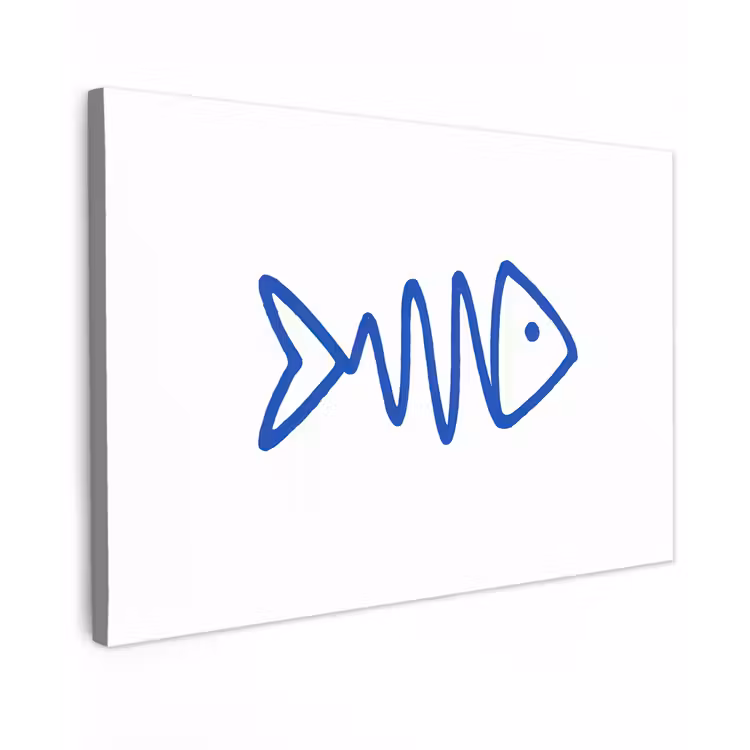 Vis - Minimalistisch - Blauw - Lijn canvas 2cm klein -z3d