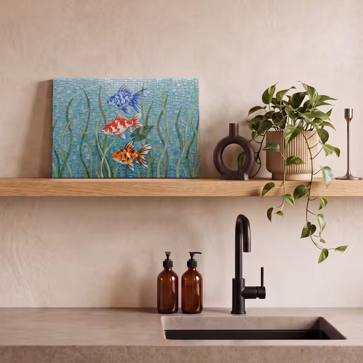 Vis - Mozaïek - Onderwater - Kleurrijk - Dieren canvas 2cm klein -sfeer3