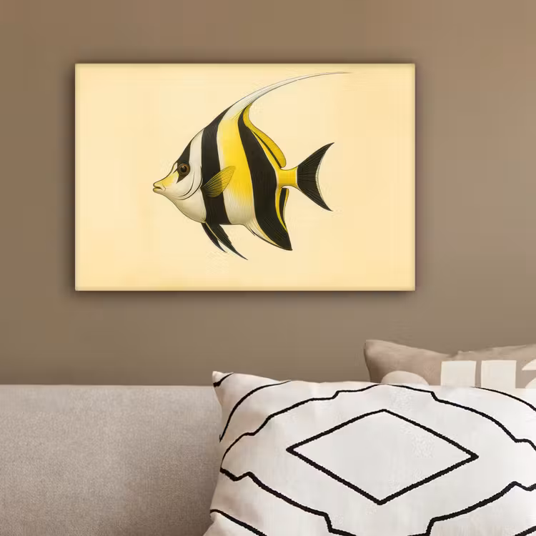 Vis - Sierlijk - Rugvin - Geel canvas 2cm klein -sfeer3