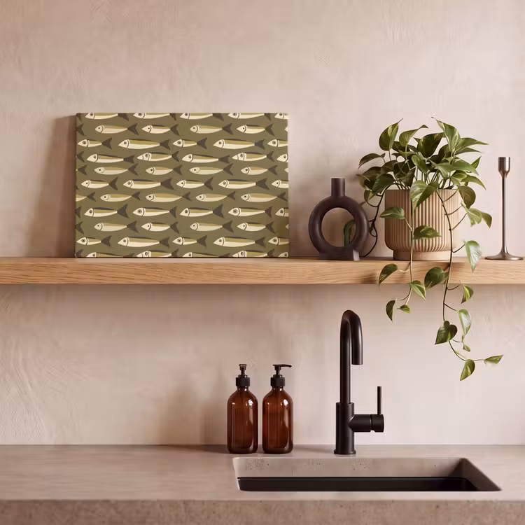 Vis - Patroon - Groen canvas 2cm klein 34 -sfeer3