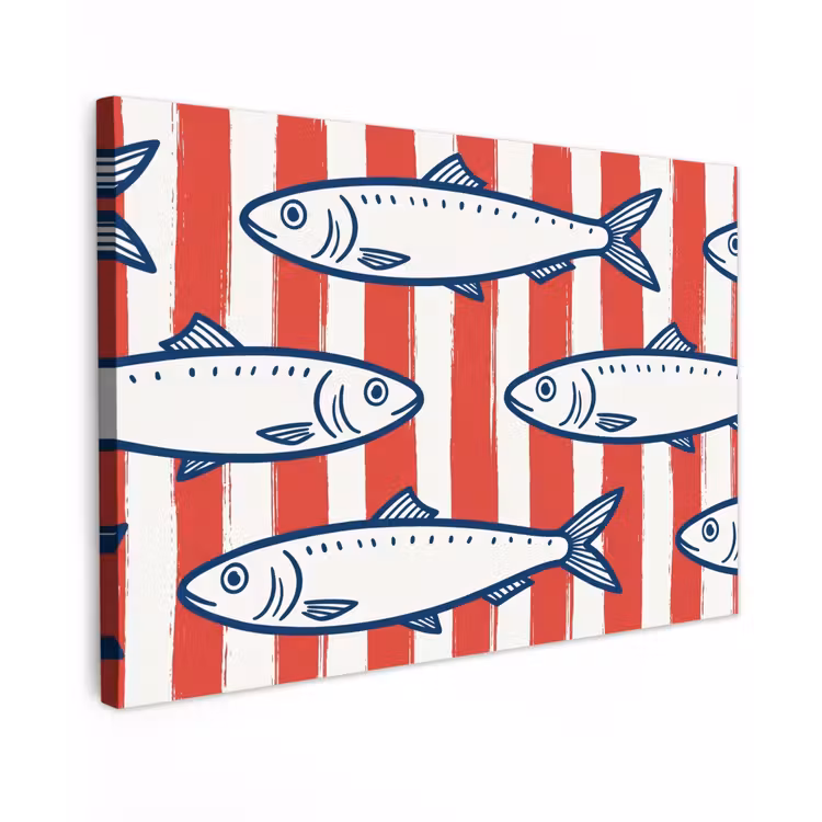 Vis - Patroon - Strepen - Illustratie - Rood canvas 2cm klein -z3d