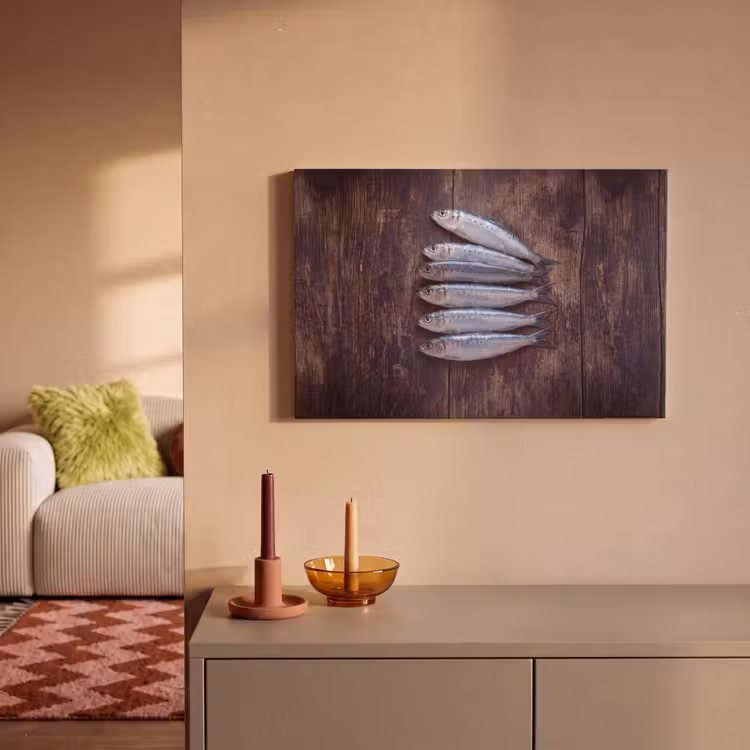 Canvas Print - Fish - Wood - Food - Vis - Hout - Eten canvas 2cm klein