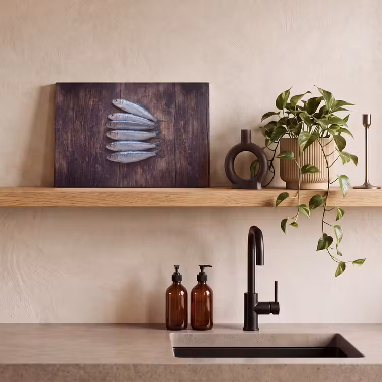 Canvas Print - Fish - Wood - Food - Vis - Hout - Eten canvas 2cm klein