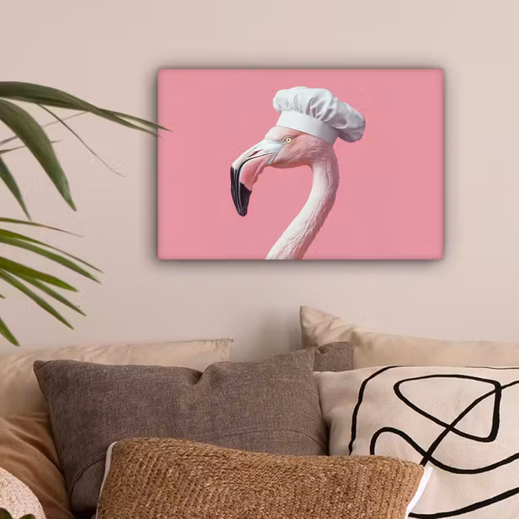 Flamingo - Roze - Koksmuts - Vogel canvas 2cm klein -sfeer1
