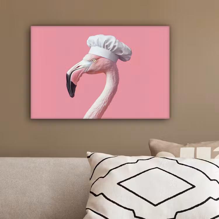 Flamingo - Roze - Koksmuts - Vogel canvas 2cm klein -sfeer3