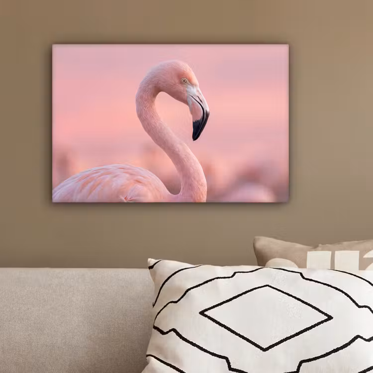 Flamingo - Portret - Roze canvas 2cm klein -sfeer3