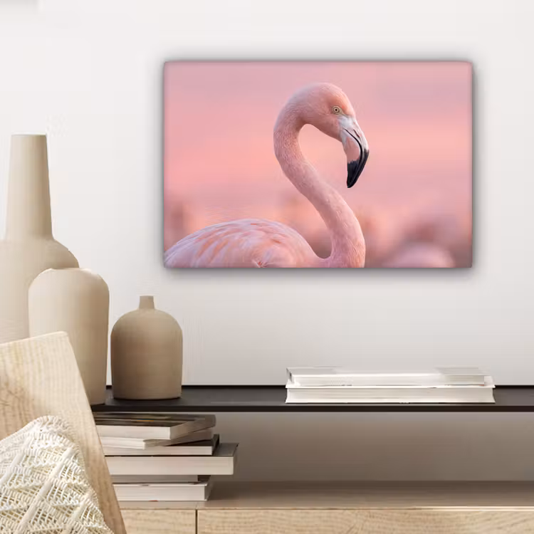 Flamingo - Portret - Roze canvas 2cm klein -sfeer6