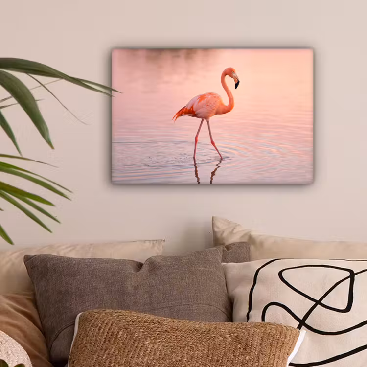 Flamingo - Water - Roze canvas 2cm klein -sfeer1