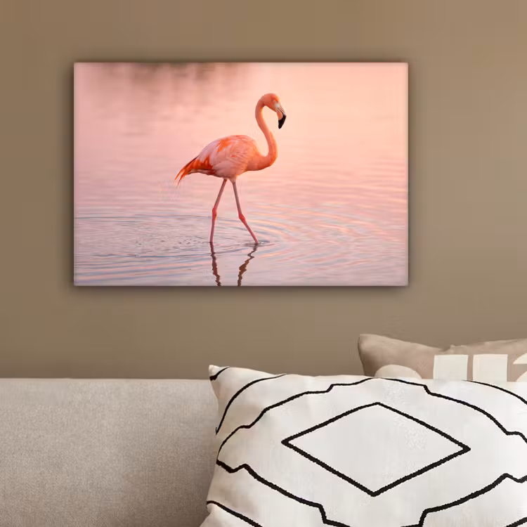 Flamingo - Water - Roze canvas 2cm klein -sfeer3