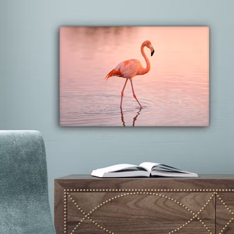 Flamingo - Water - Roze canvas 2cm klein -sfeer4