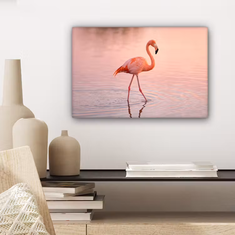Flamingo - Water - Roze canvas 2cm klein -sfeer6