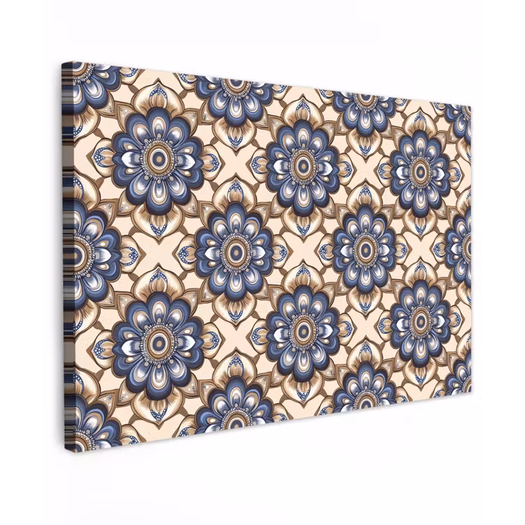 Floraal - Ornament - Blauw canvas 2cm klein 34 -z3d