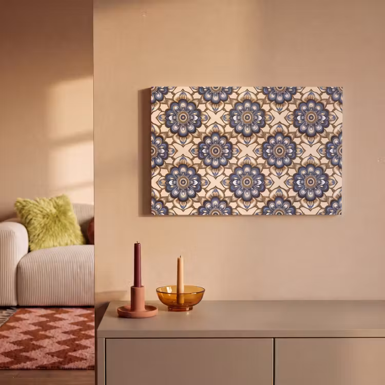 Floraal - Ornament - Blauw canvas 2cm klein 34 -sfeer1