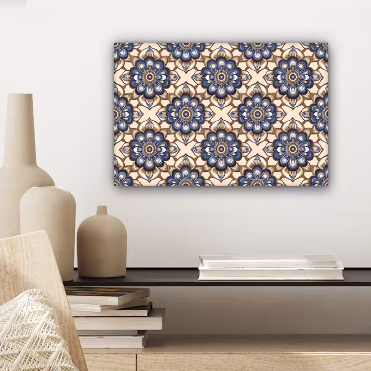 Floraal - Ornament - Blauw canvas 2cm klein 34 -sfeer6