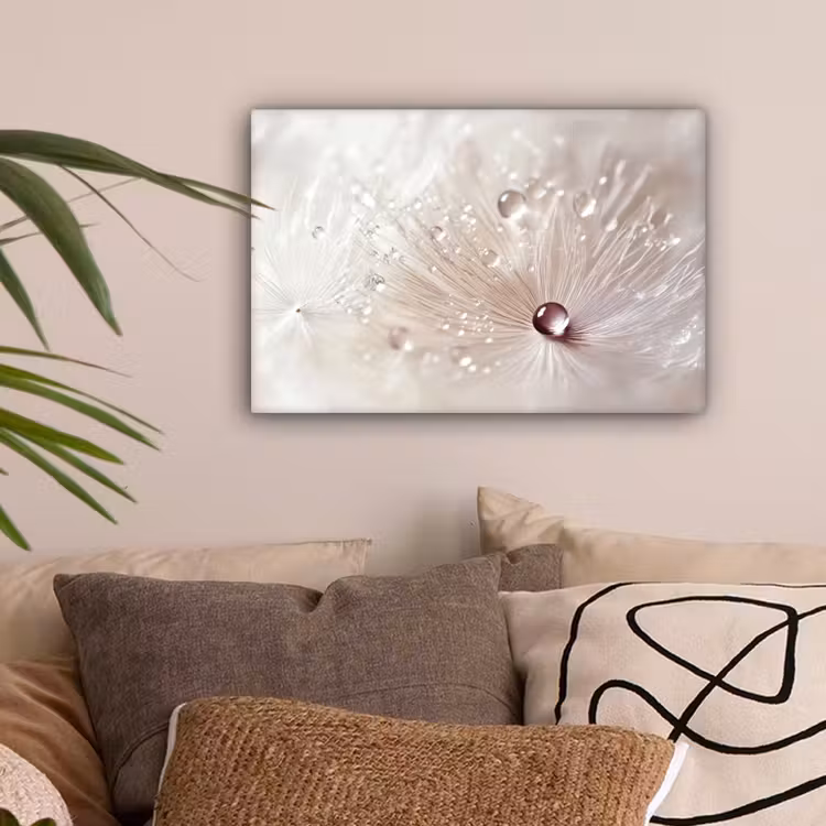 Bloem - Abstract - Wit - Water - Natuur canvas 2cm klein -sfeer1