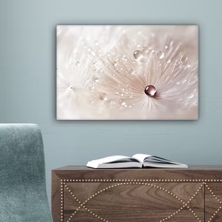 Bloem - Abstract - Wit - Water - Natuur canvas 2cm klein -sfeer4