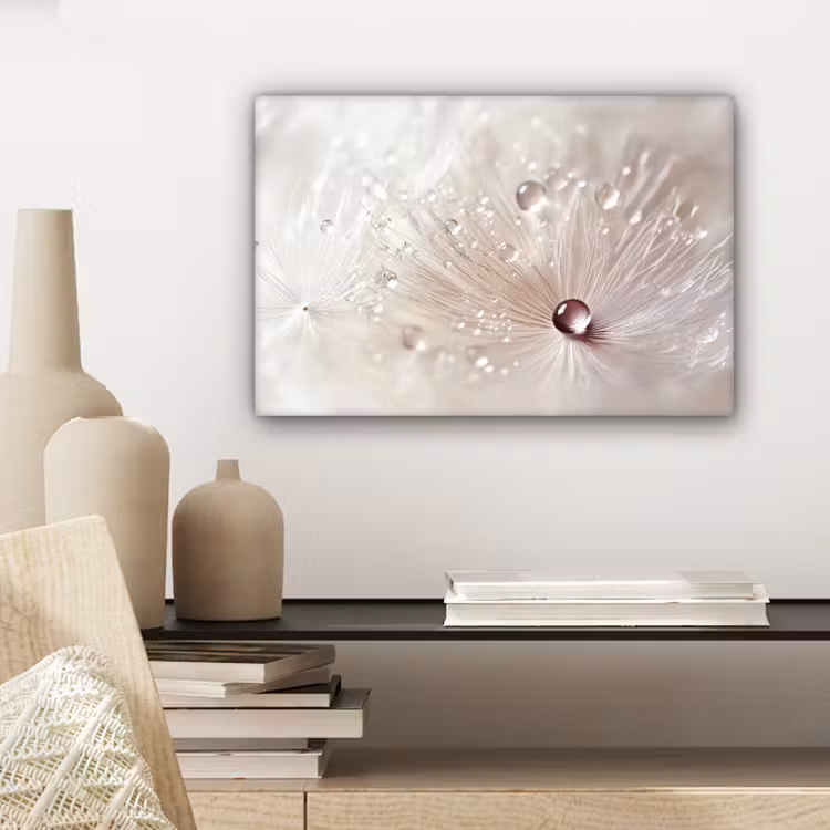 Bloem - Abstract - Wit - Water - Natuur canvas 2cm klein -sfeer6