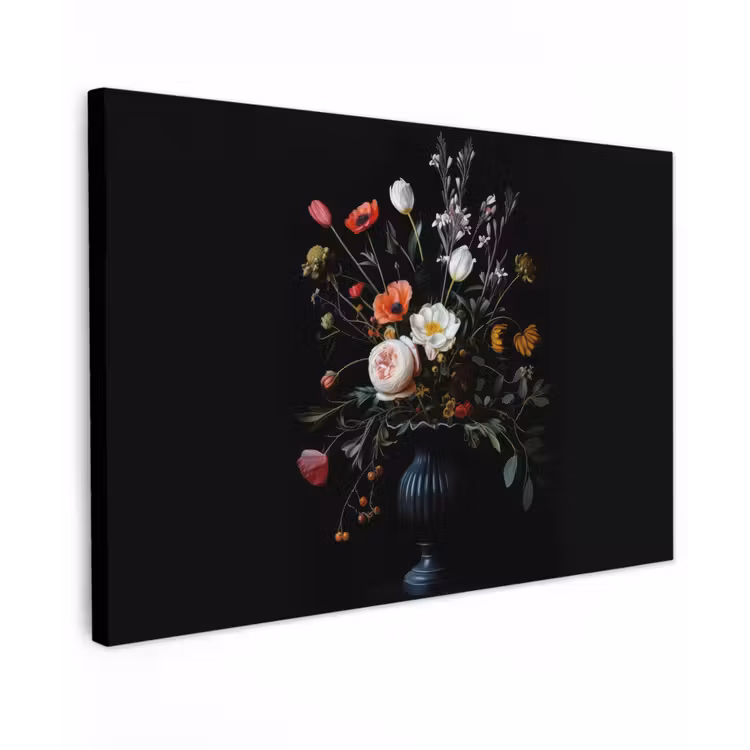 Bloemstuk - Vaas - Zwart canvas 2cm klein -z3d
