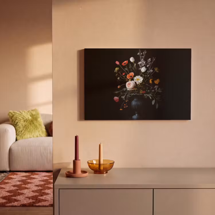 Bloemstuk - Vaas - Zwart canvas 2cm klein -sfeer1