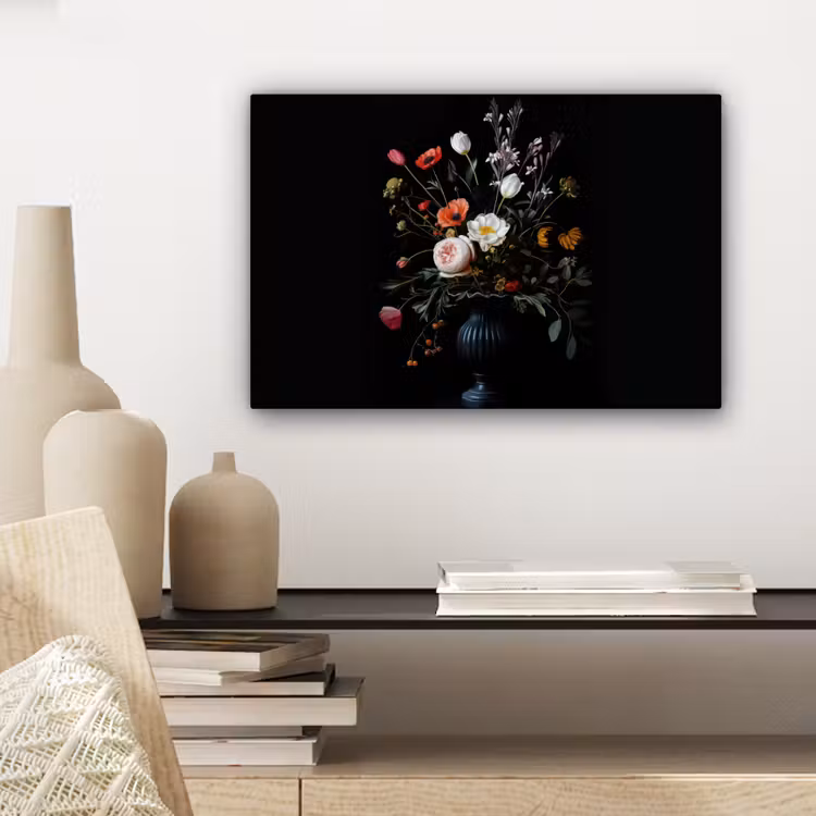 Bloemstuk - Vaas - Zwart canvas 2cm klein -sfeer6