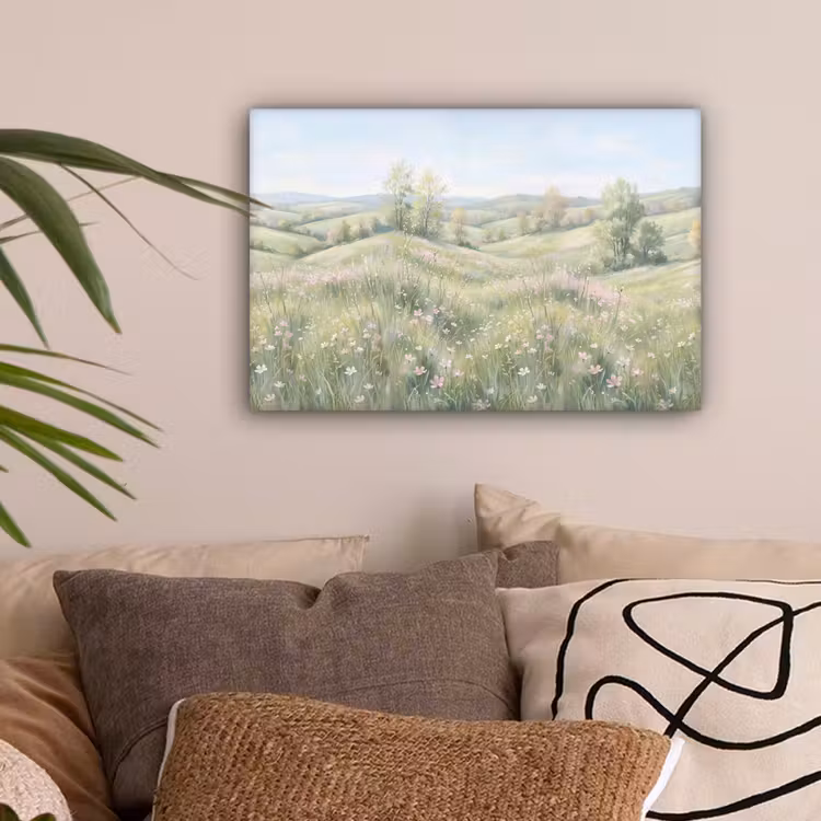 Bloemen veld - Bloemen - Groen canvas 2cm klein -sfeer1